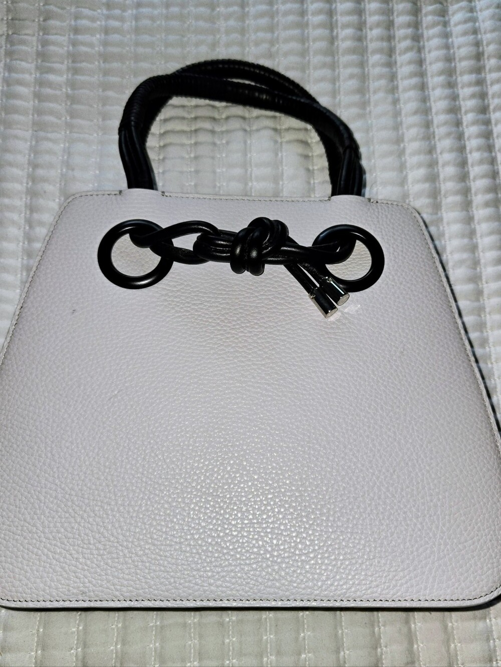 Behno Light Gray Leather Tote with Black Rope Handles - Picture 2 of 6